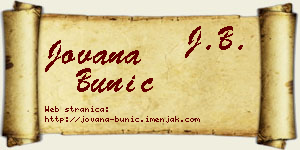 Jovana Bunić vizit kartica